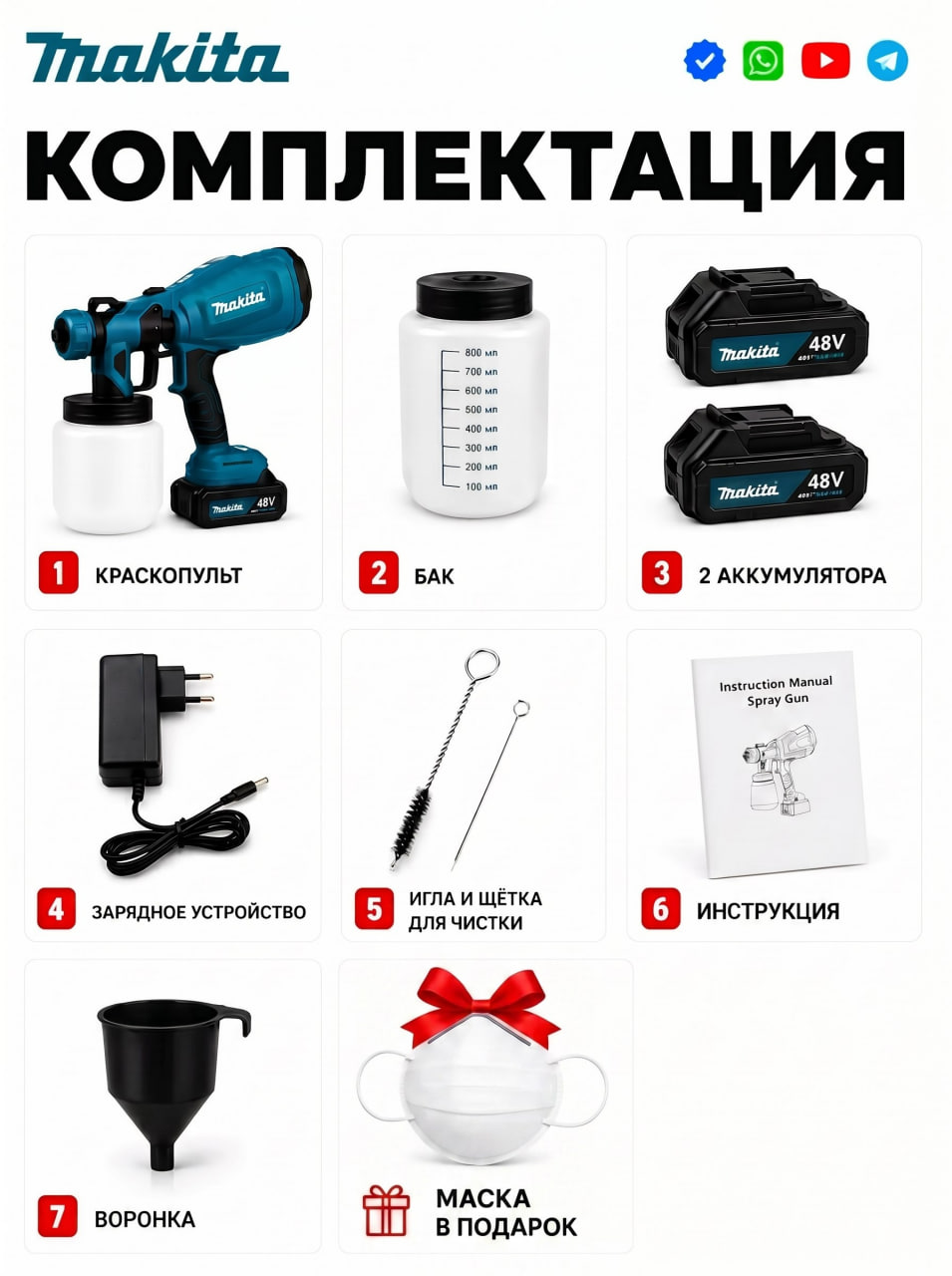 Комплект краскопульта Makita