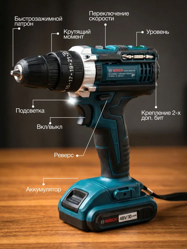 Комплектация шуруповерта Bosch