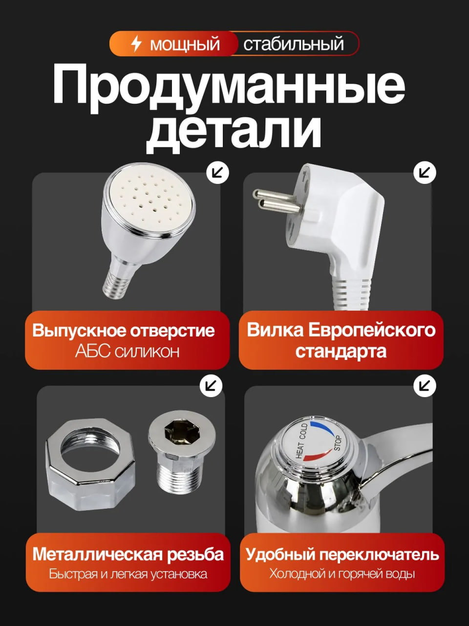Проточный водонагреватель с LED-дисплеем